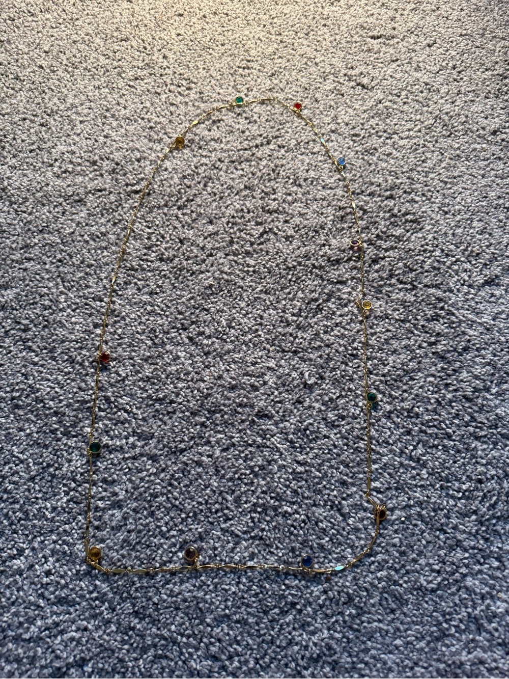 Gold Multi-Stone Multicolor Long Necklace - Women Jewelry vintage mid-century